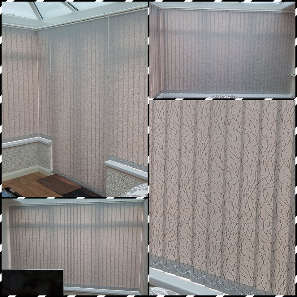 Collage of vertical blinds that have been bought from us by a customer
